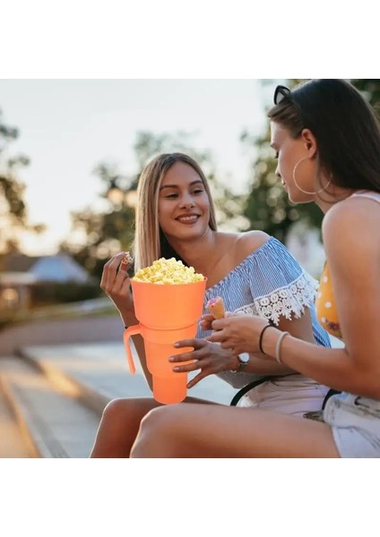 Yeşil 2 In 1 Snack Pipet Şişesi Mısır Kovası Isıya Dayanıklı Snack Konteynerleri Seyahat Parkı Tiyatro Sineması Için Çok Kullanımlı Gıda Taşıyıcı (Yurt Dışından) fiyatları