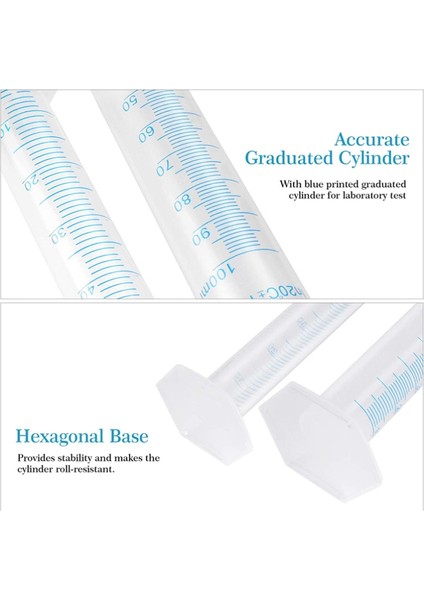 100ML B 3 Adet 1/3 Adet 10ML-1000ML Şeffaf Ölçüm Plastik Dereceli Silindir Plastik Deneme Testi Sıvı Tüp Laboratuvar Aracı (Yurt Dışından)