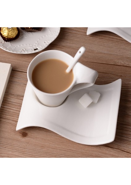 300 ml Avrupa Beyaz Porselen Kahve Fincanı Seramik Espresso Kupa Kahvaltı Süt Tatlı Fincan Çift Çay Kupa Hediye Ev Dekor Aksesuarları (Yurt Dışından) fırsatları