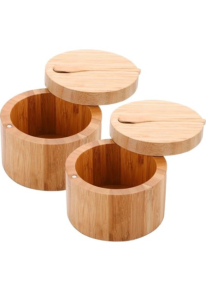 Ahşap Rengi 1 Paket Kaşıklı Bambu Baharat Kutusu Kapaklı Tuz Kutusu Biber Baharat Mahzenleri Saklama Kabı (Yurt Dışından) modelleri