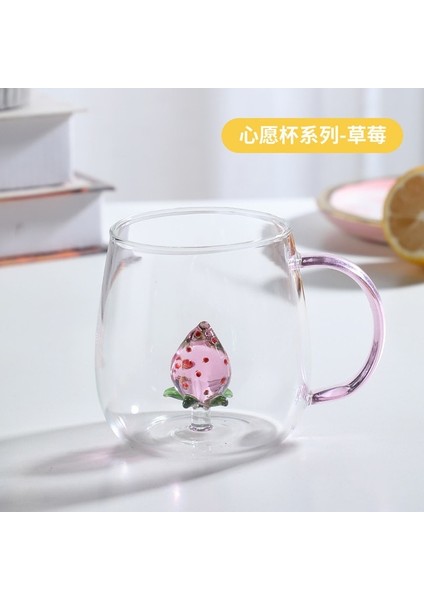 Çilek Fincan 350 ml Italya Ichendorf Tasarım Kawaii Cam 3D Hayvan Fincan Hediye Züccaciye Sevimli Cam Su Balina Tavşan Fincan Kahve Süt Cam Kupa Çocuk Fincan (Yurt Dışından)