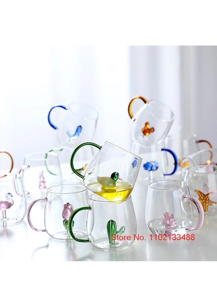 Çilek Fincan 350 ml Italya Ichendorf Tasarım Kawaii Cam 3D Hayvan Fincan Hediye Züccaciye Sevimli Cam Su Balina Tavşan Fincan Kahve Süt Cam Kupa Çocuk Fincan (Yurt Dışından)