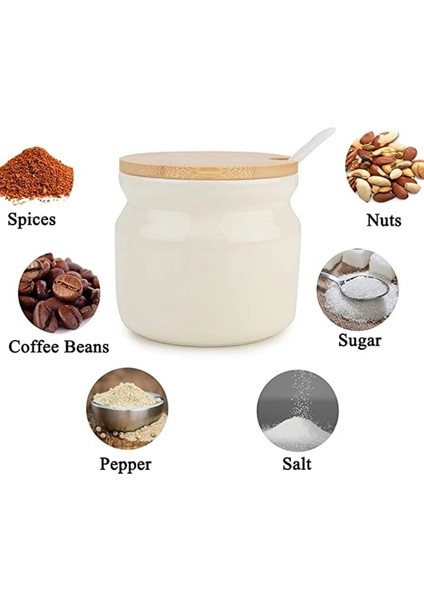 300ML Ev Mutfak Seramiği Baharat Kavanozu Tuzluk Biber Sirkesi Yağ Şişesi Şeker Biber Baharat Saklama Kavanozu Seti (Yurt Dışından)