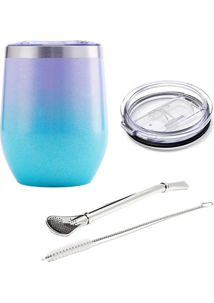 Gökkuşağı Boyası 49 Yerba Mate Straw 12OZ Yerba Mate Çay Bardağı Paslanmaz Çelik Yalıtımlı Kupa Sürgülü Kapaklı ve Pipetli Kahve Fincanı Kokteyl Şampanya Sevimli Tumbler Bardaklar (Yurt Dışından)