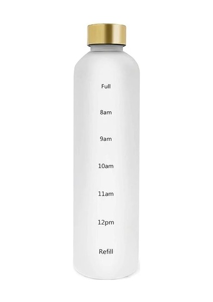 Beyaz-Altın 1.0l 1l Zaman Işaretli Su Şişesi 32 Oz Motivasyonel Yeniden Kullanılabilir Fitness Spor Açık Havada Seyahat Sızdırmaz Bpa Içermeyen Buzlu Plastik (Yurt Dışından)