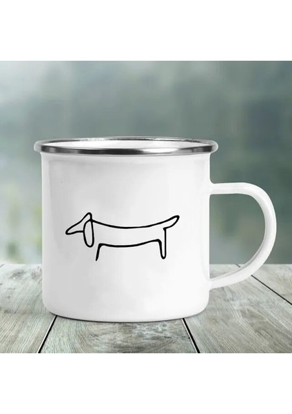 XH197-A015WH-8 360ML Dachshunds'u Seviyorum Baskılı Emaye Kupa Yaratıcı Cam Kahve Içecekleri Tatlı Süt Kupası Cam Vintage Isıtılabilir Kolu Drinkware Hediyeler (Yurt Dışından)