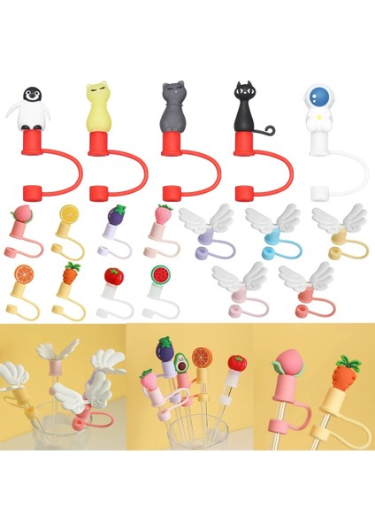 9.2cm-2 Adet 1/2 Adet Yaratıcı Silikon Hasır Fiş Karikatür Hava Geçirmez Sıçrama Geçirmez Kapak Yeniden Kullanılabilir Içme Toz Kapağı Cam Bardak Ev Aksesuarları (Yurt Dışından)