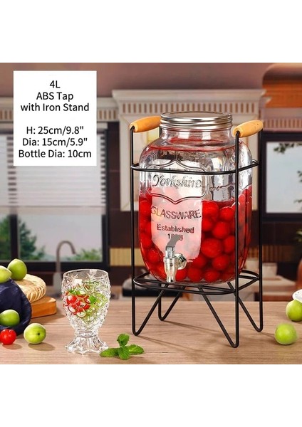 4l Standlı Musluklu Içecek Dispenserleri, Ev Buzdolabı Mutfak Için Içecek Kabı Kamp Partileri Bar, Standlı Soğuk Su Isıtıcısı Meyve Suyu Sürahisi (Yurt Dışından)
