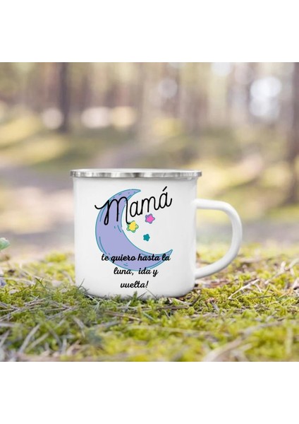 UXH209711-A015WH-8 360 ml Kelimenin En Iyi Anne Ispanyolca Baskı Kupa Yaratıcı Kahve Fincanları Kamp Kolu Kupalar Kolu Emaye Fincan Anne Için Şenlikli Doğum Günü Hediyeleri (Yurt Dışından)
