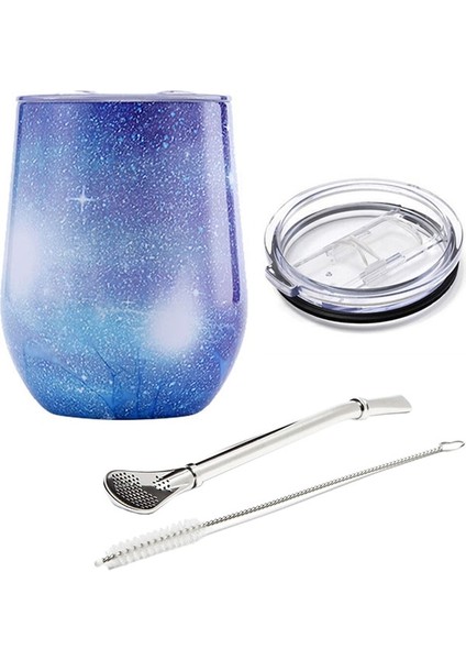 Lake Ranyin 17 Yerba Mate Straw 12OZ Yerba Mate Çay Bardağı Paslanmaz Çelik Sürgülü Kapaklı ve Samanlı Yalıtımlı Kupa Kahve Fincanı Kokteyl Şampanya Sevimli Tumbler Bardaklar (Yurt Dışından)