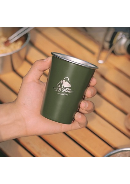 Çamur Rengi 1 Adet Paslanmaz Çelik Kamp Fincan Seti 350 ml Açık Seyahat Kahve Fincanı Bira Şarap Bardakları Kahve Tumbler Çay Süt Kupalar Su Bira Bardağı (Yurt Dışından)