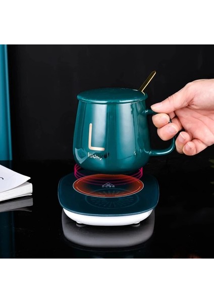Yeşil Fincan (Ped Yok) Abd Plug Elektrikli Kupalar Mat Seti Bardak Isıtıcı Kahve Kupa Isıtma Pedi Kupa Isıtıcı Termostatik Akıllı Zamanlayıcı Isıtma Coaster Ev Ofis Hediyeleri (Yurt Dışından)