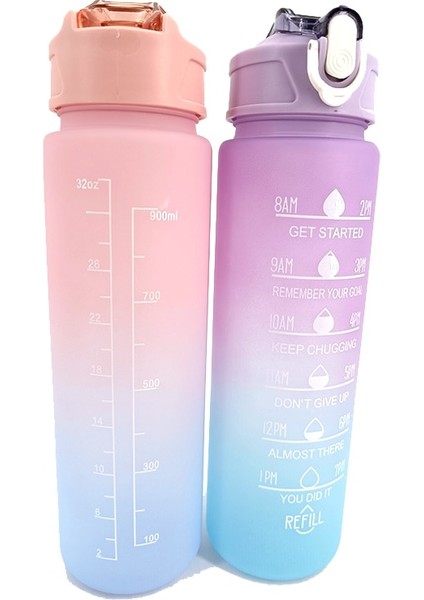 Pembe 2 900 ml 900 ml Samanlı Su Şişesi Motivasyon Spor Su Şişesi Kızlar Için Sızdırmaz Içme Şişeleri Açık Seyahat Spor Sürahiler (Yurt Dışından) modelleri