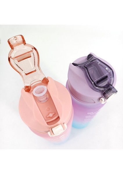Pembe 2 900 ml 900 ml Samanlı Su Şişesi Motivasyon Spor Su Şişesi Kızlar Için Sızdırmaz Içme Şişeleri Açık Seyahat Spor Sürahiler (Yurt Dışından) indirimleri