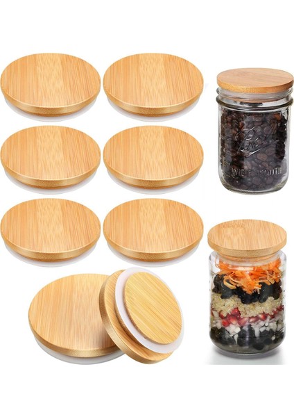 86MM Delikli 62/68/70/86MM 6 Paket Ahşap Mason Kavanoz Kapakları Yeniden Kullanılabilir Bambu Mason Konserve Kapakları Geniş Ağızlı Mason Kavanoz Konserve Kavanozları ile Uyumlu (Yurt Dışından)