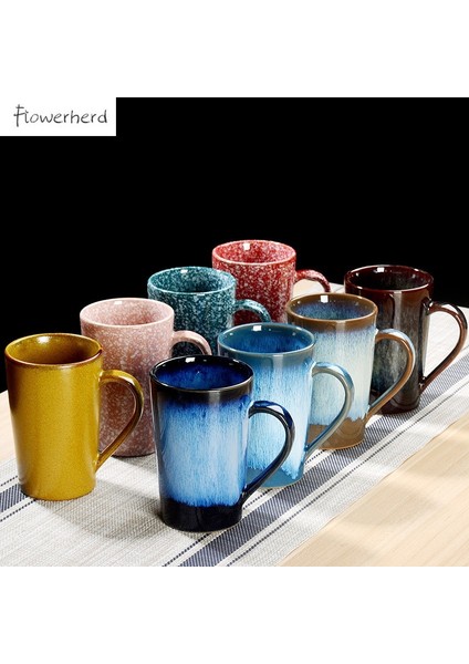 Mavi Beyaz 401-500ML Büyük Seramik Kupa Porselen Kahve Kupaları Çay Bardağı Coffeeware Teaware Fırın Değiştirilmiş Kahve Fincanı Ofis Içme Kupası Ev Çift Bardak (Yurt Dışından) fiyatları