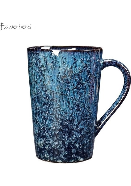 Mavi Beyaz 401-500ML Büyük Seramik Kupa Porselen Kahve Kupaları Çay Bardağı Coffeeware Teaware Fırın Değiştirilmiş Kahve Fincanı Ofis Içme Kupası Ev Çift Bardak (Yurt Dışından) indirimleri