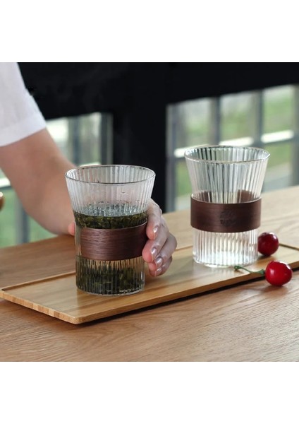 320ML C 260ML -350ML Cam Kahve Kupa Ahşap Saplı Espresso Cam Bardak Gözlük Viski Cam Kawaii Fincan Coffeeware Güzel Çay Kupaları Bira Kupa Sevimli Kupa (Yurt Dışından)
