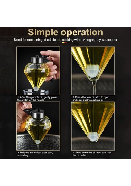 Temizle 200 ml Bal Dağıtıcı Standı ile Elmas Şekilli Cam Saklama Kabı Şeffaf Konteyner Çok Yağ Şişesi Mutfak Aksesuarları (Yurt Dışından)