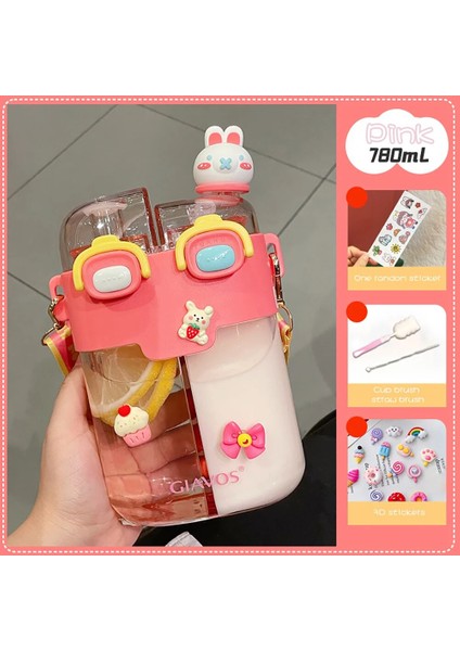 Sarı 780 ml Içme Şişesi Taşınabilir Spor Su Isıtıcısı Karikatür Açık Spor Su Bardağı Sızdırmaz Saman ile Drinkware Öğrenci Çocuklar Için (Yurt Dışından)