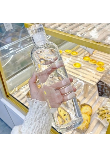 Siyah 500 ml Yeni Su Bardağı Spor Su Şişesi Zaman Ölçeği ile Çift Plastik Taşınabilir Su Deposu Anti-Damla Açık Su Şişesi (Yurt Dışından) fırsatları