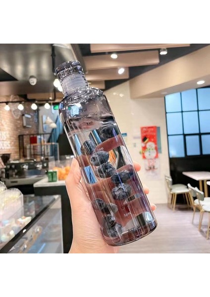 Siyah 500 ml Yeni Su Bardağı Spor Su Şişesi Zaman Ölçeği ile Çift Plastik Taşınabilir Su Deposu Anti-Damla Açık Su Şişesi (Yurt Dışından) indirimleri