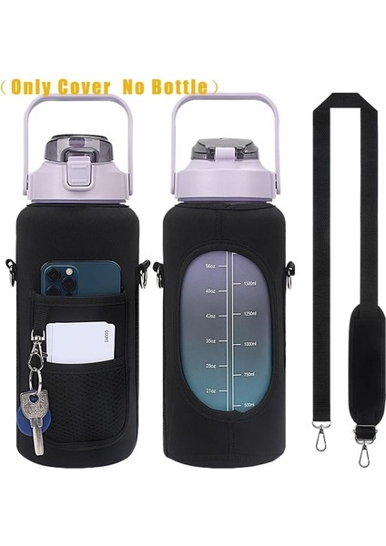 Siyah Metal Toka 2.0l 2l Su Şişesi Kapağı Yalıtkan Kol Çantası Bardak Şişe Kutusu Çantası Askı ile Taşınabilir Kamp Açık Spor Drinkware Çanta (Yurt Dışından)