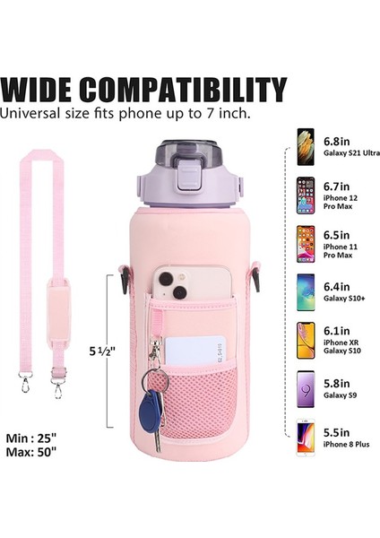 Siyah Metal Toka 2.0l 2l Su Şişesi Kapağı Yalıtkan Kol Çantası Bardak Şişe Kutusu Çantası Askı ile Taşınabilir Kamp Açık Spor Drinkware Çanta (Yurt Dışından)
