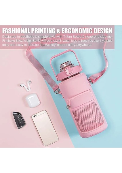 Siyah Metal Toka 2.0l 2l Su Şişesi Kapağı Yalıtkan Kol Çantası Bardak Şişe Kutusu Çantası Askı ile Taşınabilir Kamp Açık Spor Drinkware Çanta (Yurt Dışından)