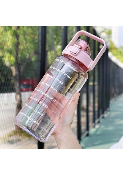 Tip 2-Yeşil 900 ml 2 Litre Samanlı Spor Su Şişesi Açık Erkek Kadın Spor Su Şişeleri Zaman Marker ile Drinkware Plastik Spor Şişe (Yurt Dışından)