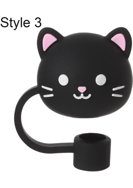 Stil 3-1 Sıçramaya Dayanıklı Karikatür Pipet Fişleri Silikon Toz Geçirmez Kapak Pipet Ucu Kapağı Şeftali Çiçeği Sızdırmazlık Kapakları Drinkware Aksesuarları (Yurt Dışından)