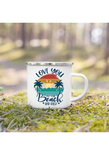 UXH204556-A015WH-8 360 ml Hindistan Cevizi Ağacı Baskılı Camper Kupalar Kamp Emaye Kupa Macera Yaz Plaj Kamp Bardak Içecek Bira Suyu Bardağı Camper Için Hediyeler (Yurt Dışından)