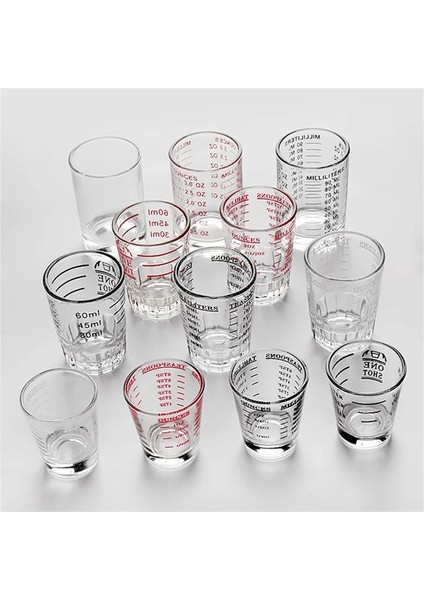 Kırmızı Ölçekli 60ML Ölçekli Espresso Kahve Onsu Kavurma Ölçme Bardağı Cam 60ML 35ML 45ML (Yurt Dışından)