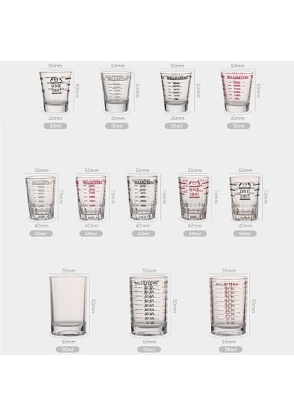 Kırmızı Ölçekli 60ML Ölçekli Espresso Kahve Onsu Kavurma Ölçme Bardağı Cam 60ML 35ML 45ML (Yurt Dışından)