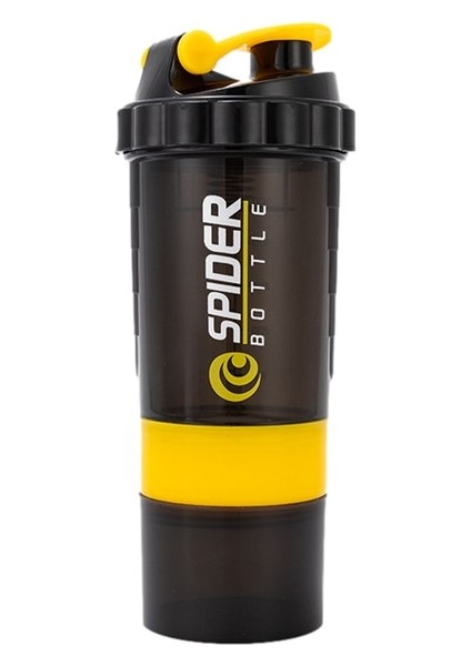 B-Sarı 500ML 500ML Shaker Protein Şişesi Toz Shake Kupası Büyük Kapasiteli Su Şişesi Plastik Karıştırma Kabı Vücut Geliştirme Egzersiz Spor Salonu Şişesi (Yurt Dışından)