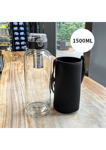 1500ML Cam Şişe, Renge Bakın 1 Litre Cam Su Su Şişesi Açık Seyahat Taşınabilir Içme Drinkware Kahve 1000ML Su Şişesi Camı Isıya Dayanıklı (Yurt Dışından)