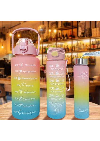 B-Mavi 2000ML-900ML-280ML 1 Takım/3 Adet Samanlı Spor Su Şişesi Erkek Kadın Spor Su Şişeleri Açık Soğuk Su Bottlesc Zaman Marker ile Drinkware (Yurt Dışından)