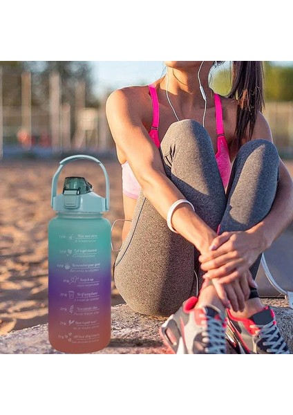 B-Mavi 2000ML-900ML-280ML 1 Takım/3 Adet Samanlı Spor Su Şişesi Erkek Kadın Spor Su Şişeleri Açık Soğuk Su Bottlesc Zaman Marker ile Drinkware (Yurt Dışından)