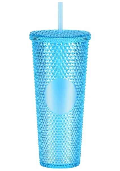Açık Mavi 710ML 2023 # 700ML/24OZ Tumbler Bling Elmas Tırnak Pipeti Soğuk Bardak, Işaretsiz, Lazer Gökkuşağı Degrade Pipetli Bardak (Yurt Dışından)