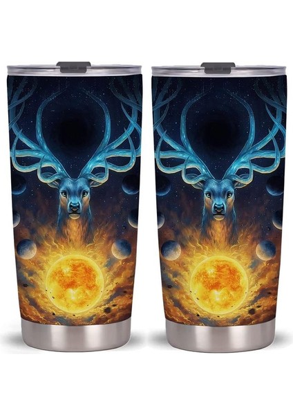 Stil 7 Son Moon Paslanmaz Çelik Kapaklı Bardak, 20 Oz Vakum Yalıtımlı Kahve Bardağı, Kadın Erkek Genç Için Ay Gizli Kahve Kupa Hediye (Yurt Dışından)
