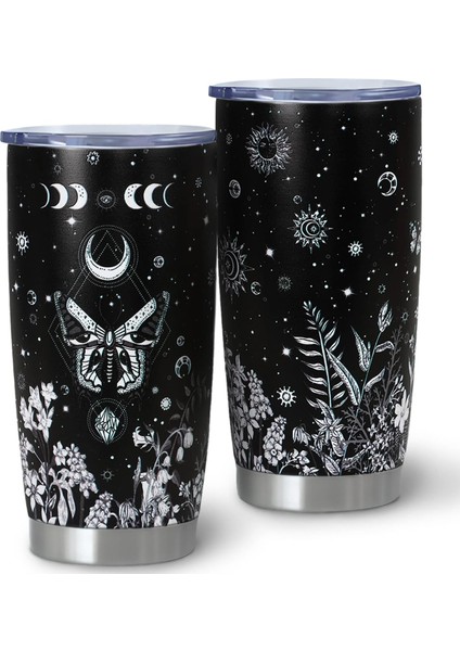Stil 7 Son Moon Paslanmaz Çelik Kapaklı Bardak, 20 Oz Vakum Yalıtımlı Kahve Bardağı, Kadın Erkek Genç Için Ay Gizli Kahve Kupa Hediye (Yurt Dışından)
