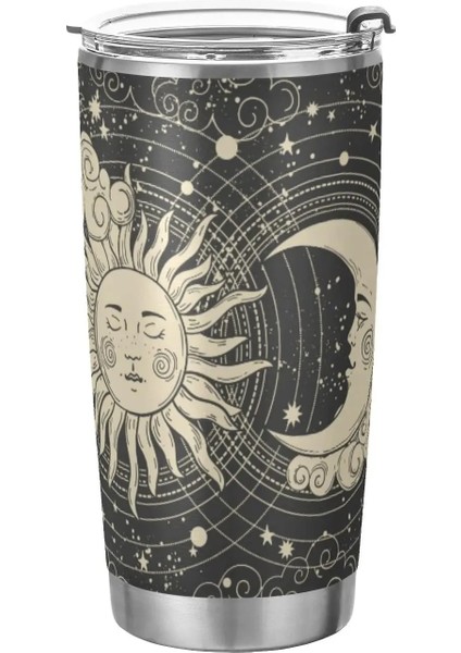 Stil 7 Son Moon Paslanmaz Çelik Kapaklı Bardak, 20 Oz Vakum Yalıtımlı Kahve Bardağı, Kadın Erkek Genç Için Ay Gizli Kahve Kupa Hediye (Yurt Dışından)