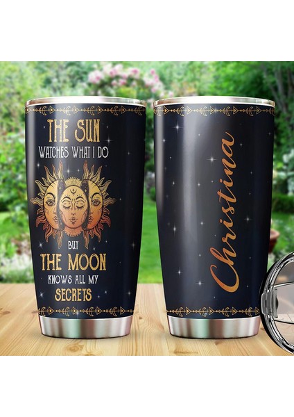 Stil 7 Son Moon Paslanmaz Çelik Kapaklı Bardak, 20 Oz Vakum Yalıtımlı Kahve Bardağı, Kadın Erkek Genç Için Ay Gizli Kahve Kupa Hediye (Yurt Dışından)