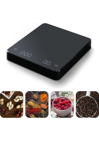 01 Siyah Ev LED Kahve Elektronik Terazi USB Şarj Kahve Terazisi Ekran Damla Kahve Ölçeği Mutfak Terazisi 3 Kg/0.1g (Yurt Dışından) modelleri