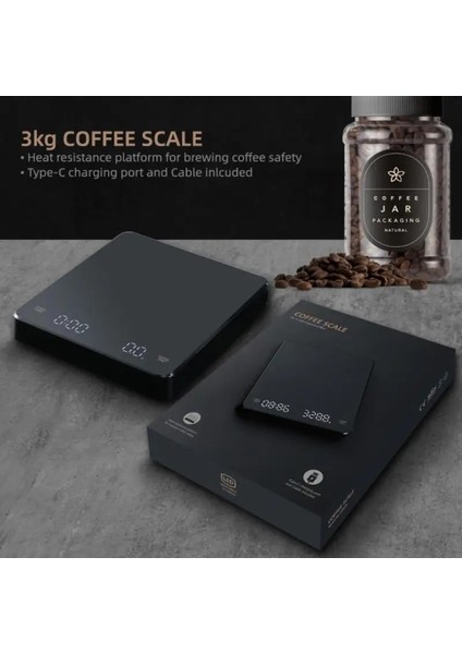01 Siyah Ev LED Kahve Elektronik Terazi USB Şarj Kahve Terazisi Ekran Damla Kahve Ölçeği Mutfak Terazisi 3 Kg/0.1g (Yurt Dışından) indirimleri