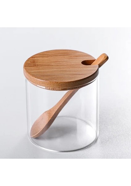 Kaşıkla Cam Kavanoz Modern Mutfak Baharat Kavanoz Ev Cam Baharat Şişesi Tuzluk Gıda Dağıtıcı Cam Konteyner Kutusu Biber Biber Pot (Yurt Dışından)