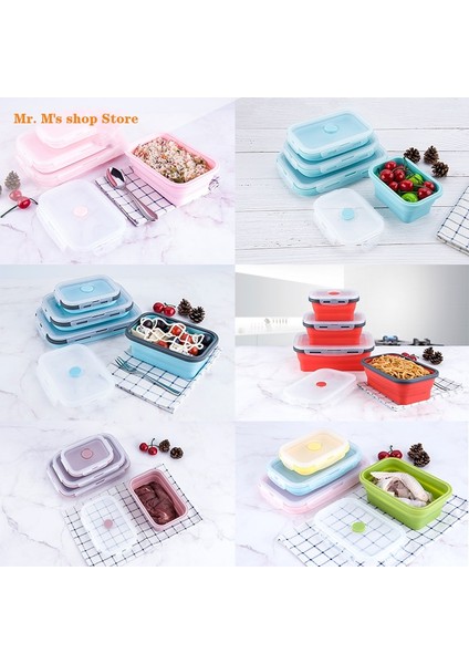 Rd 350 ml 4 Adet/takım Silikon Dikdörtgen Yemek Kabı Katlanabilir Bento Kutusu Katlanır Gıda Kabı Kase 300/500/800/1200 ml Yemek Takımı (Yurt Dışından) indirimleri