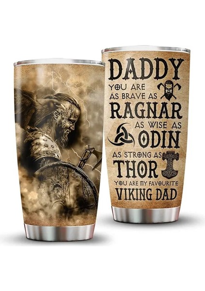 Stil 5 Viking Kurt Tarzı Paslanmaz Çelik Bardak 20OZ - Kapaklı Bardak Erkekler ve Kadınlar Için Çift Duvar Vakum Hediyesi Yıldönümü Doğum Günü (Yurt Dışından)