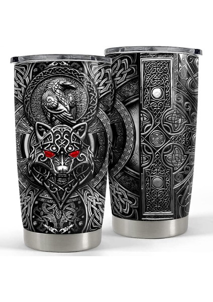 Stil 5 Viking Kurt Tarzı Paslanmaz Çelik Bardak 20OZ - Kapaklı Bardak Erkekler ve Kadınlar Için Çift Duvar Vakum Hediyesi Yıldönümü Doğum Günü (Yurt Dışından) modelleri