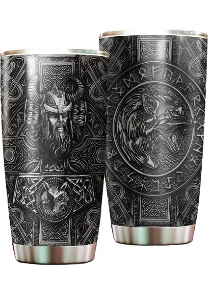 Stil 5 Viking Kurt Tarzı Paslanmaz Çelik Bardak 20OZ - Kapaklı Bardak Erkekler ve Kadınlar Için Çift Duvar Vakum Hediyesi Yıldönümü Doğum Günü (Yurt Dışından) fırsatları